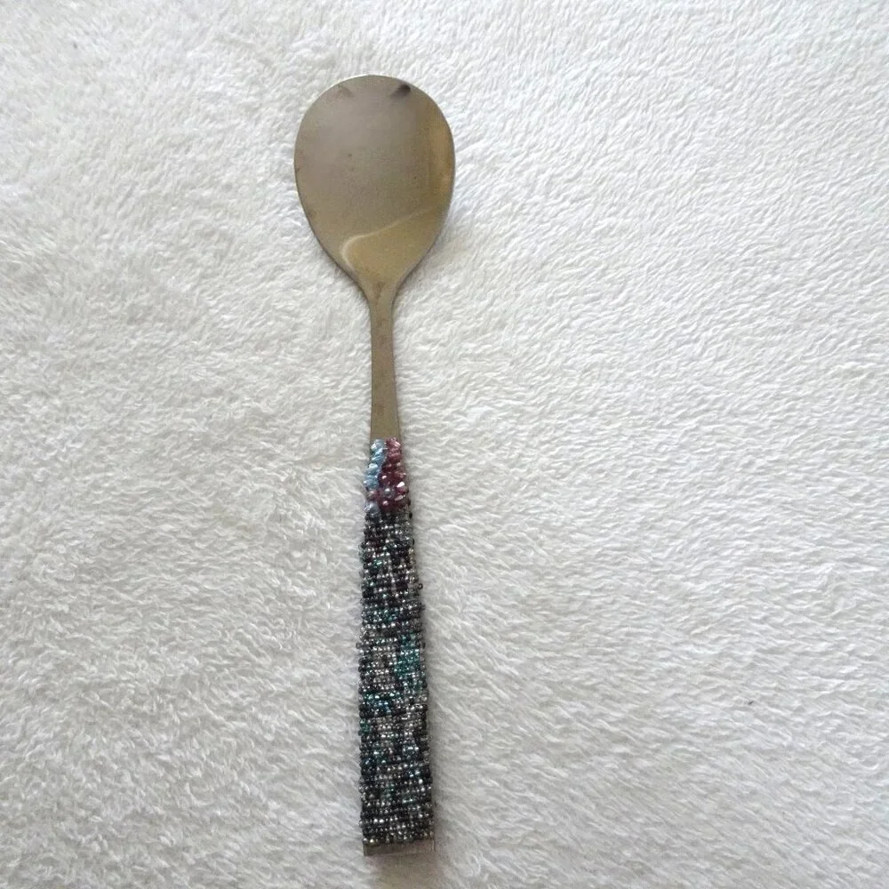 Beaded Handle Salad Serving Utensil Set Cake Pie Server Party Holiday